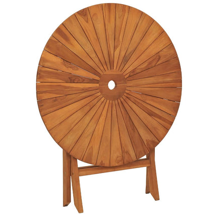foldbart havebord Ø 85x75 cm massivt teaktræ