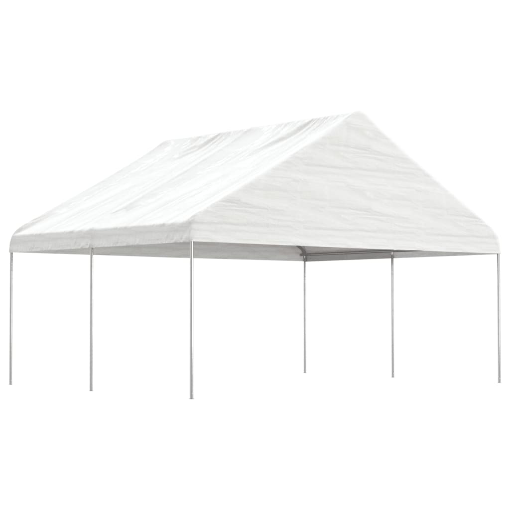 pavillon med tag 4,46x5,88x3,75 m polyethylen hvid