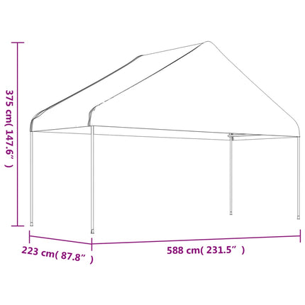 pavillon med tag 15,61x5,88x3,75 m polyethylen hvid