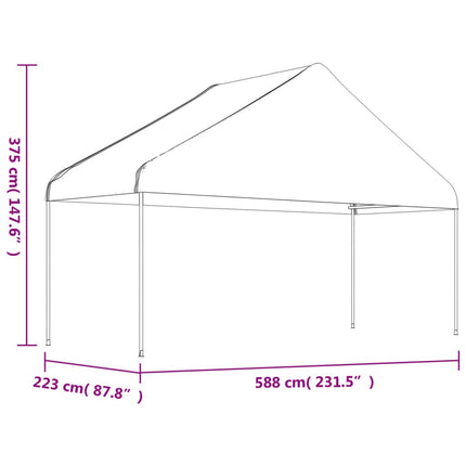 pavillon med tag 17,84x5,88x3,75 m polyethylen hvid
