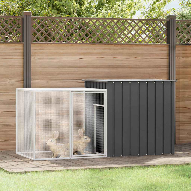 kaninbur 200x91x100 cm galvaniseret stål antracitgrå