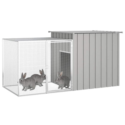 kaninbur 200x91x100 cm galvaniseret stål grå