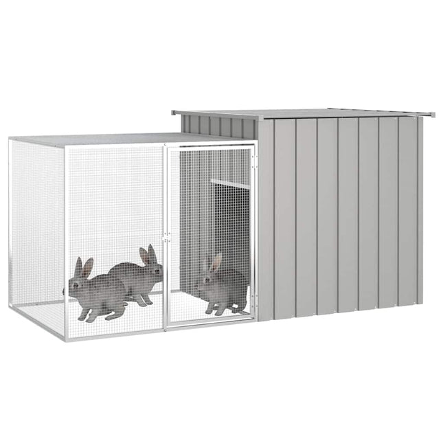 kaninbur 200x91x100 cm galvaniseret stål grå