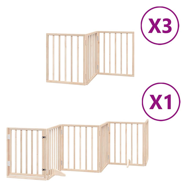hundelåge med dør 12 paneler 750 cm foldbar poppeltræ