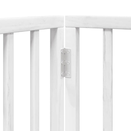 hundelåge med dør 9 paneler 450 cm foldbar poppeltræ hvid