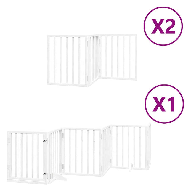 hundelåge med dør 12 paneler 600 cm foldbar poppeltræ hvid