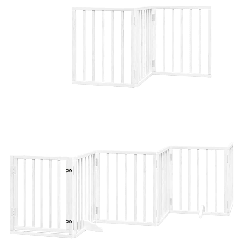 hundelåge med dør 12 paneler 600 cm foldbar poppeltræ hvid