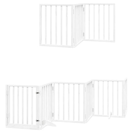 hundelåge med dør 12 paneler 600 cm foldbar poppeltræ hvid