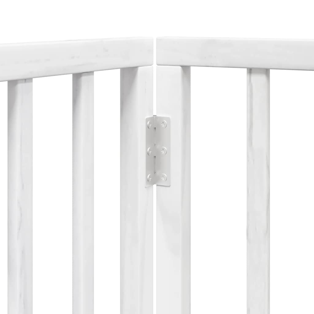 hundelåge med dør 12 paneler 600 cm foldbar poppeltræ hvid