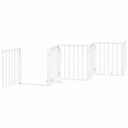 hundelåge med dør 15 paneler 750 cm foldbar poppeltræ hvid