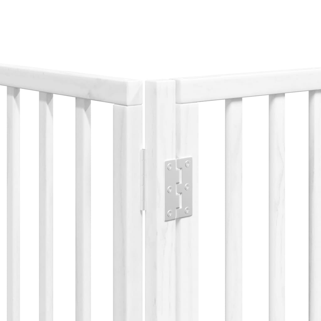 hundelåge med dør 15 paneler 750 cm foldbar poppeltræ hvid