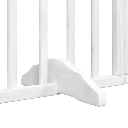 hundelåge med dør 12 paneler 600 cm foldbar poppeltræ hvid