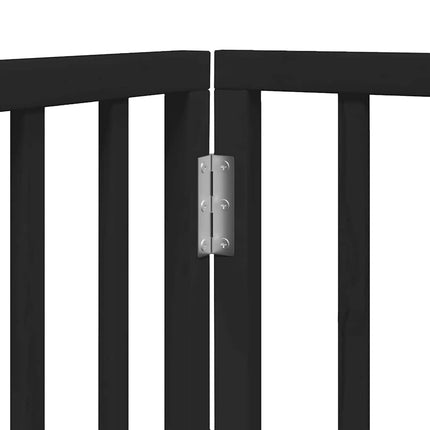 hundelåge med dør 9 paneler 450 cm foldbar poppeltræ sort