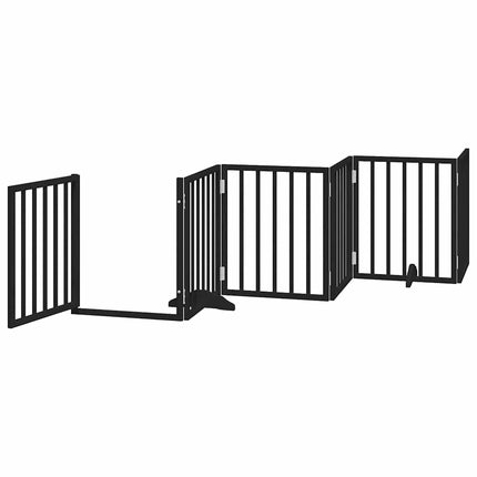 hundelåge med dør 15 paneler 750 cm foldbar poppeltræ sort