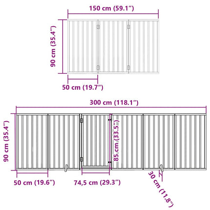 hundelåge med dør 12 paneler 600 cm foldbar poppeltræ sort