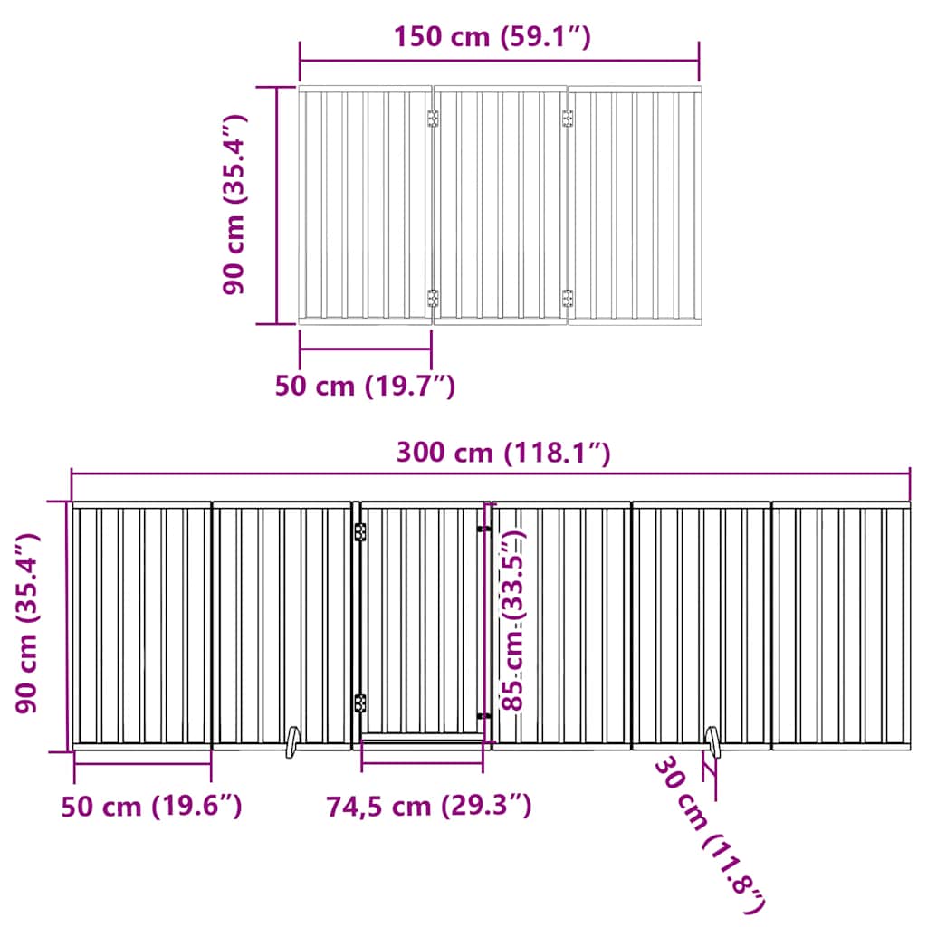 hundelåge med dør 12 paneler 600 cm foldbar poppeltræ brun
