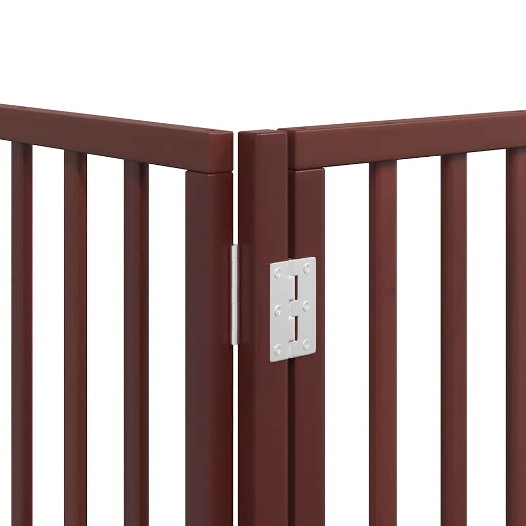 hundelåge med dør 15 paneler 750 cm foldbar poppeltræ brun