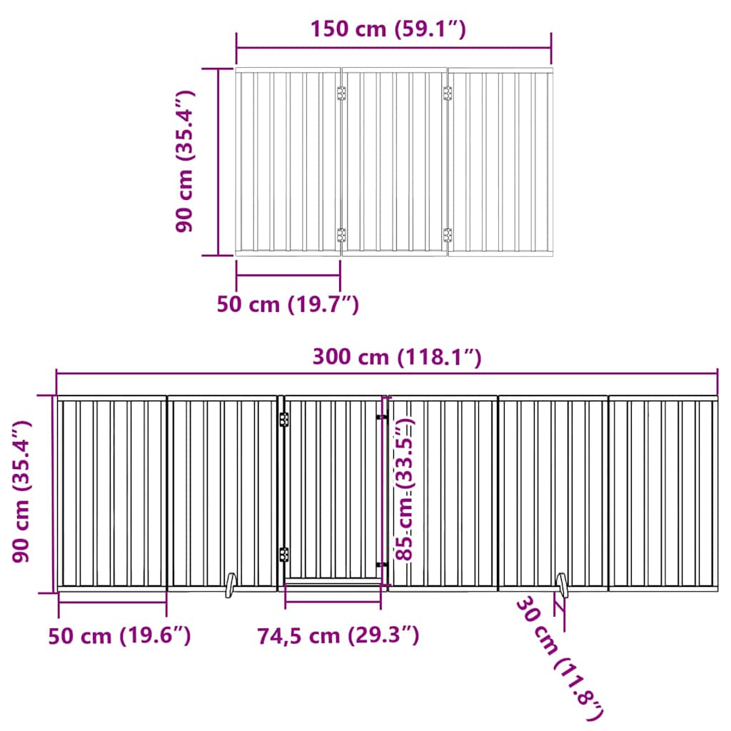 hundelåge med dør 15 paneler 750 cm foldbar poppeltræ brun