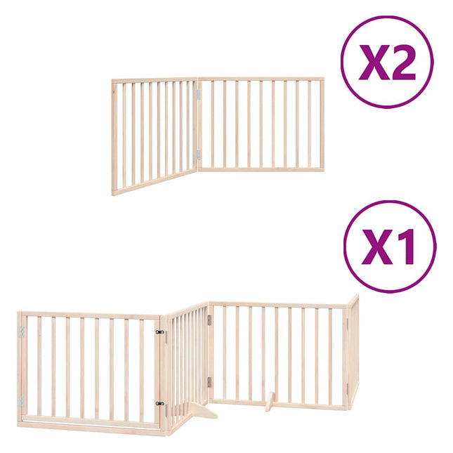hundelåge med dør 8 paneler 640 cm foldbar poppeltræ
