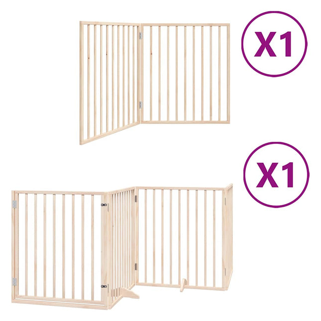 hundelåge med dør 6 paneler 480 cm foldbar poppeltræ