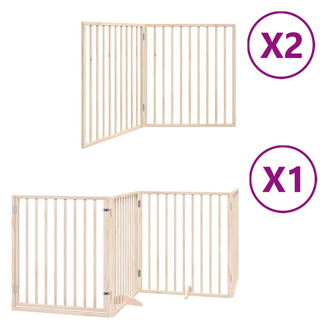 hundelåge med dør 8 paneler 640 cm foldbar poppeltræ