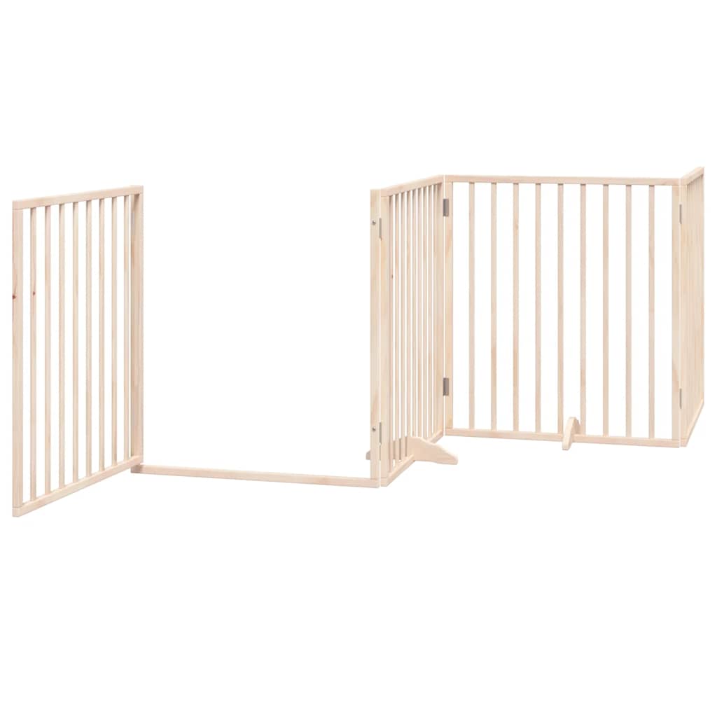 hundelåge med dør 8 paneler 640 cm foldbar poppeltræ