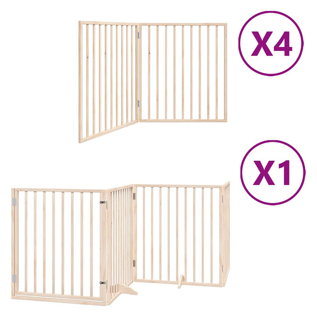 hundelåge med dør 12 paneler 960 cm foldbar poppeltræ