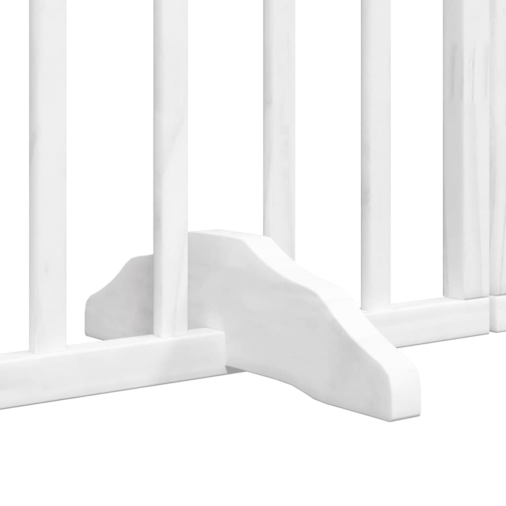 hundelåge med dør 6 paneler 480 cm foldbar poppeltræ hvid