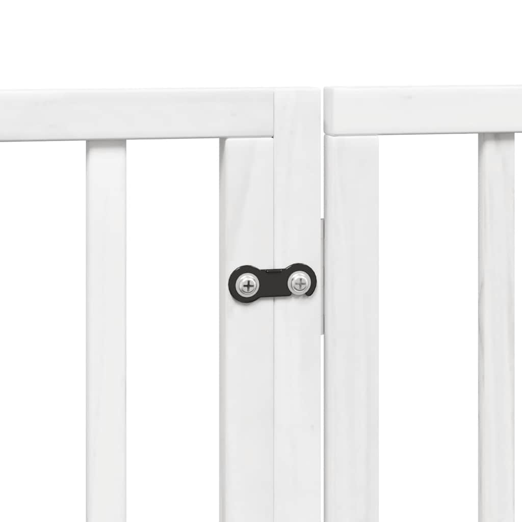 hundelåge med dør 6 paneler 480 cm foldbar poppeltræ hvid