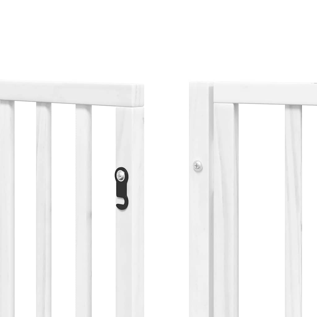 hundelåge med dør 6 paneler 480 cm foldbar poppeltræ hvid