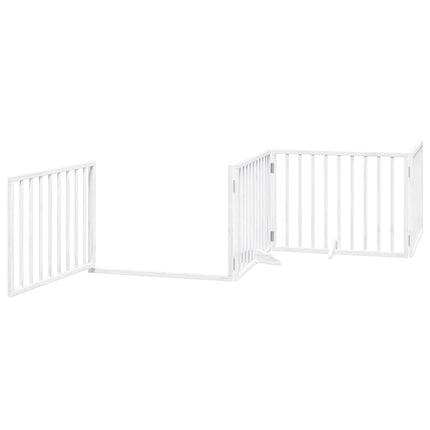 hundelåge med dør 8 paneler 640 cm foldbar poppeltræ hvid