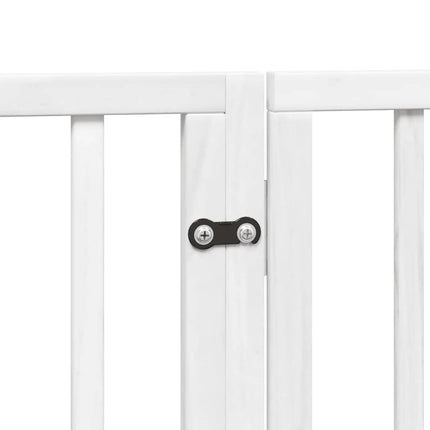 hundelåge med dør 8 paneler 640 cm foldbar poppeltræ hvid