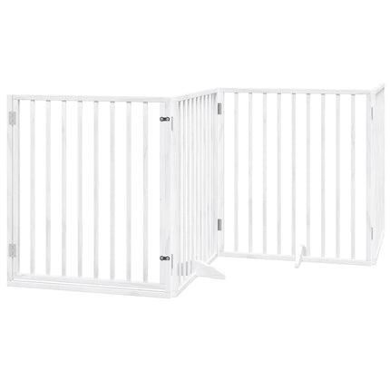 hundelåge med dør 8 paneler 640 cm foldbar poppeltræ hvid