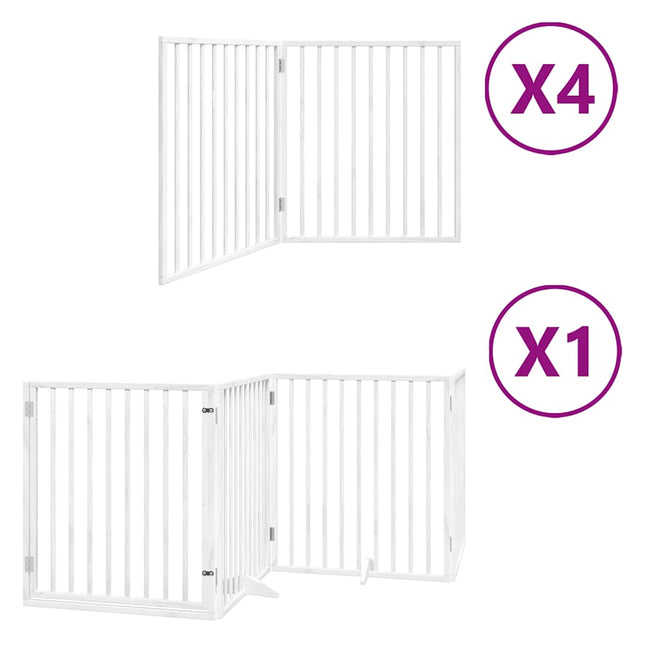 hundelåge med dør 12 paneler 960 cm foldbar poppeltræ hvid