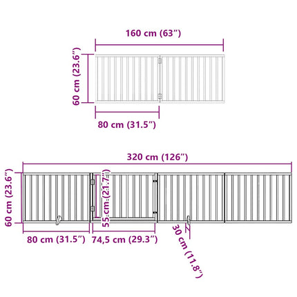 hundelåge med dør 12 paneler 960 cm foldbar poppeltræ sort