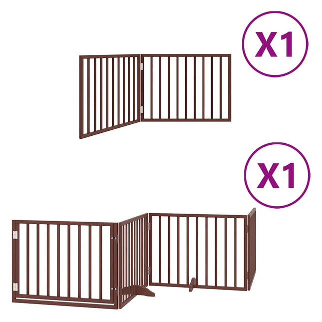 hundelåge med dør 6 paneler 480 cm foldbar poppeltræ brun