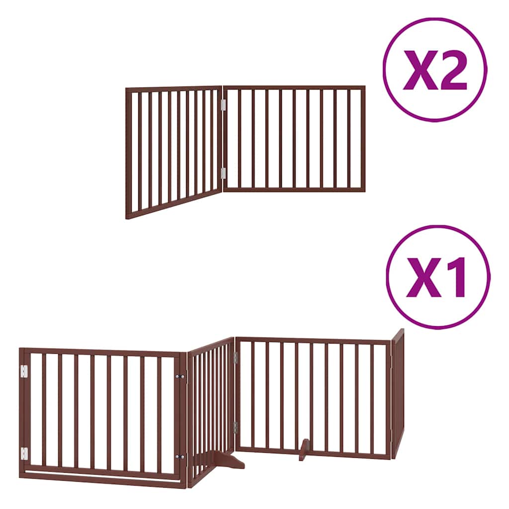 hundelåge med dør 8 paneler 640 cm foldbar poppeltræ brun