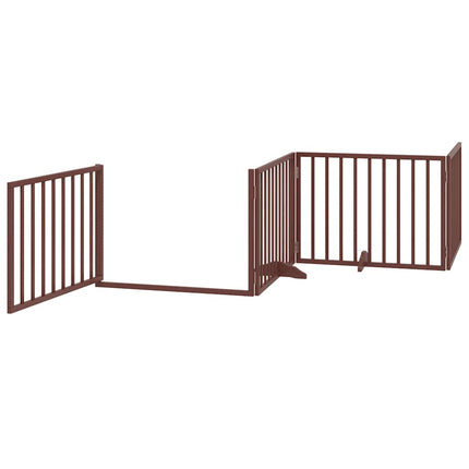 hundelåge med dør 12 paneler 960 cm foldbar poppeltræ brun