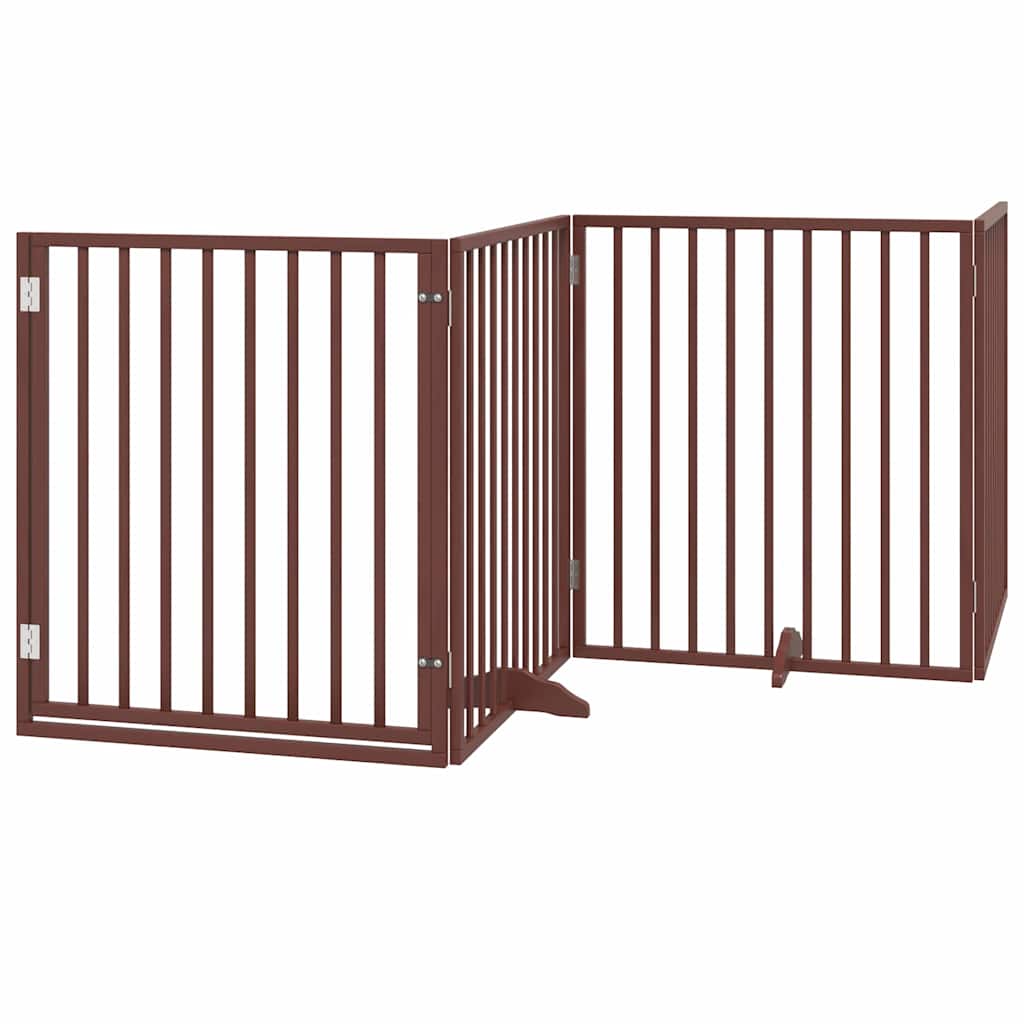 hundelåge med dør 6 paneler 480 cm foldbar poppeltræ brun
