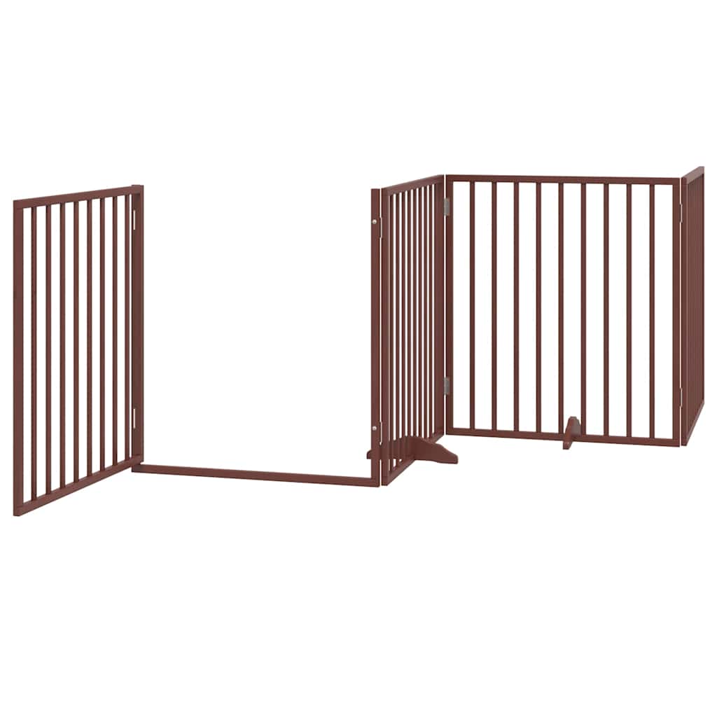 hundelåge med dør 12 paneler 960 cm foldbar poppeltræ brun