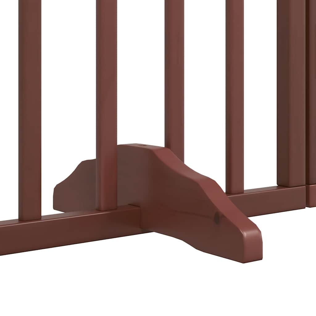 hundelåge med dør 12 paneler 960 cm foldbar poppeltræ brun