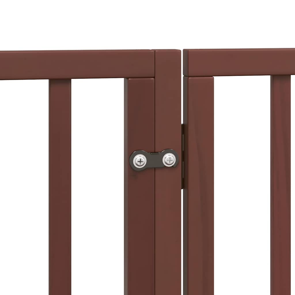 hundelåge med dør 12 paneler 960 cm foldbar poppeltræ brun