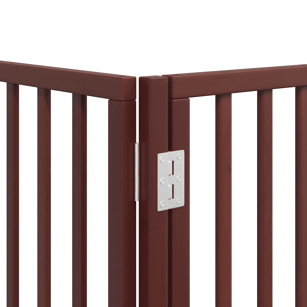 hundelåge med dør 12 paneler 960 cm foldbar poppeltræ brun