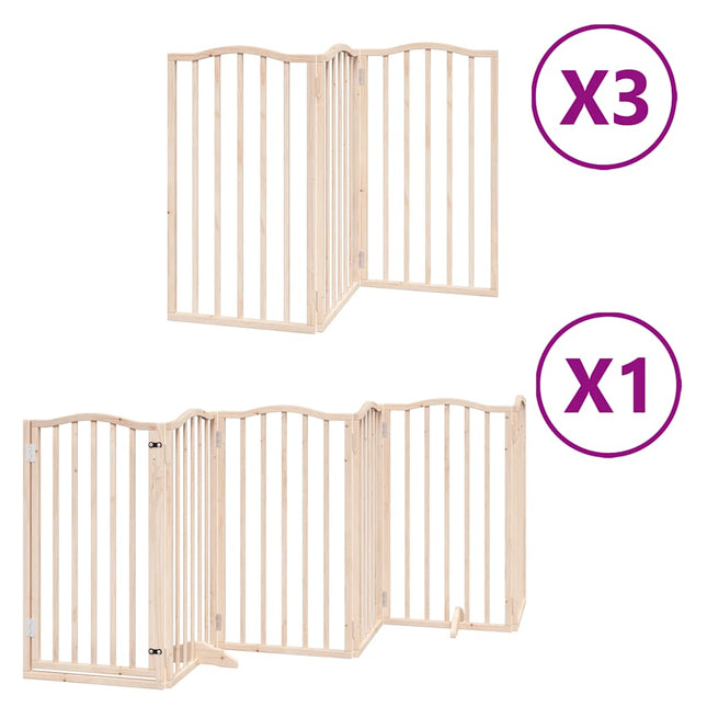 hundelåge med dør 12 paneler 750 cm foldbar poppeltræ