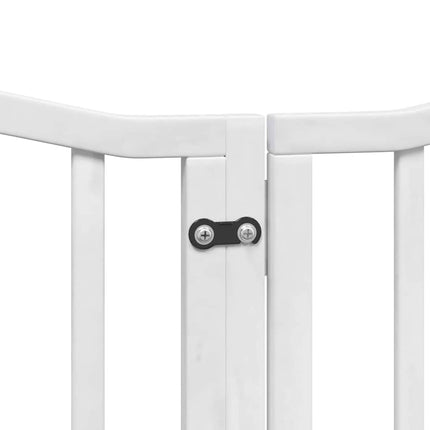 hundelåge med dør 9 paneler 450 cm foldbar poppeltræ hvid