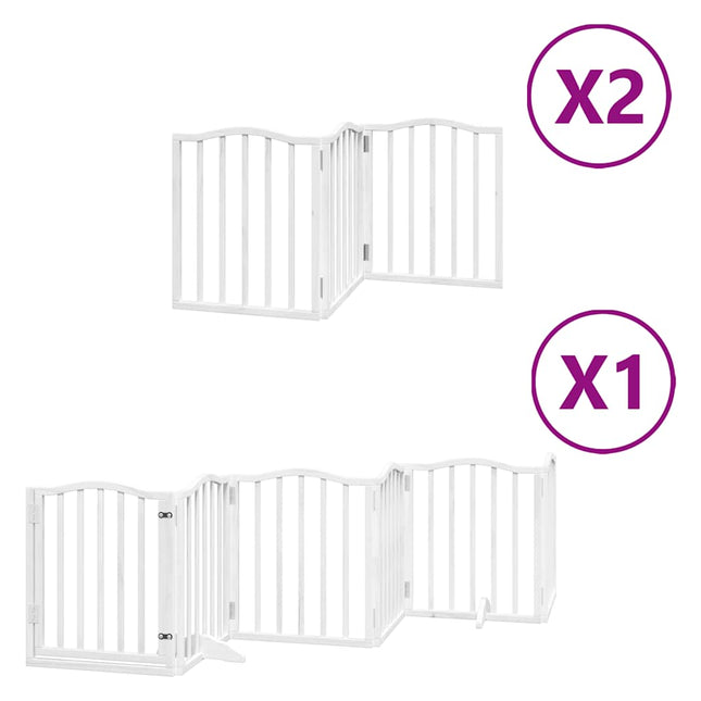 hundelåge med dør 12 paneler 600 cm foldbar poppeltræ hvid