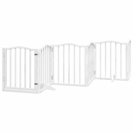 hundelåge med dør 12 paneler 600 cm foldbar poppeltræ hvid
