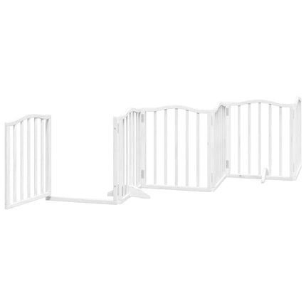 hundelåge med dør 15 paneler 750 cm foldbar poppeltræ hvid