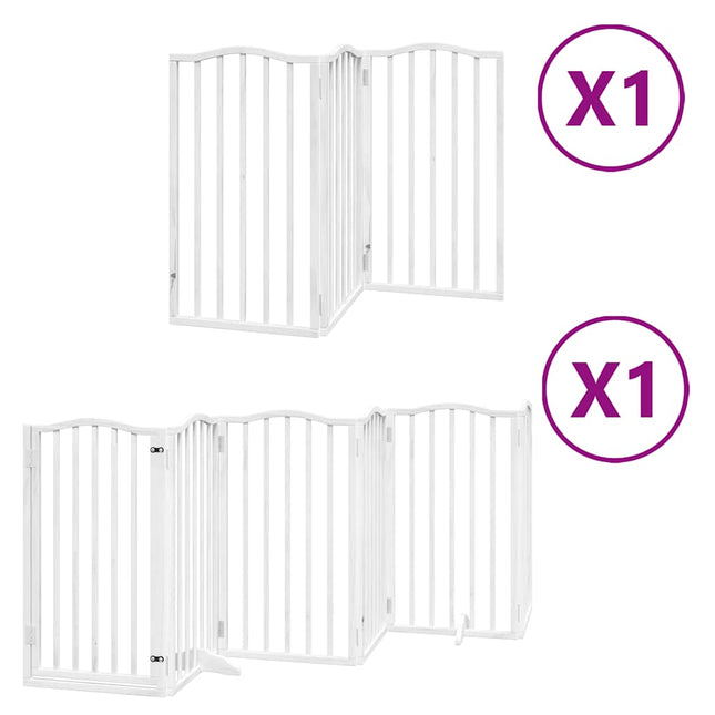 hundelåge med dør 9 paneler 450 cm foldbar poppeltræ hvid