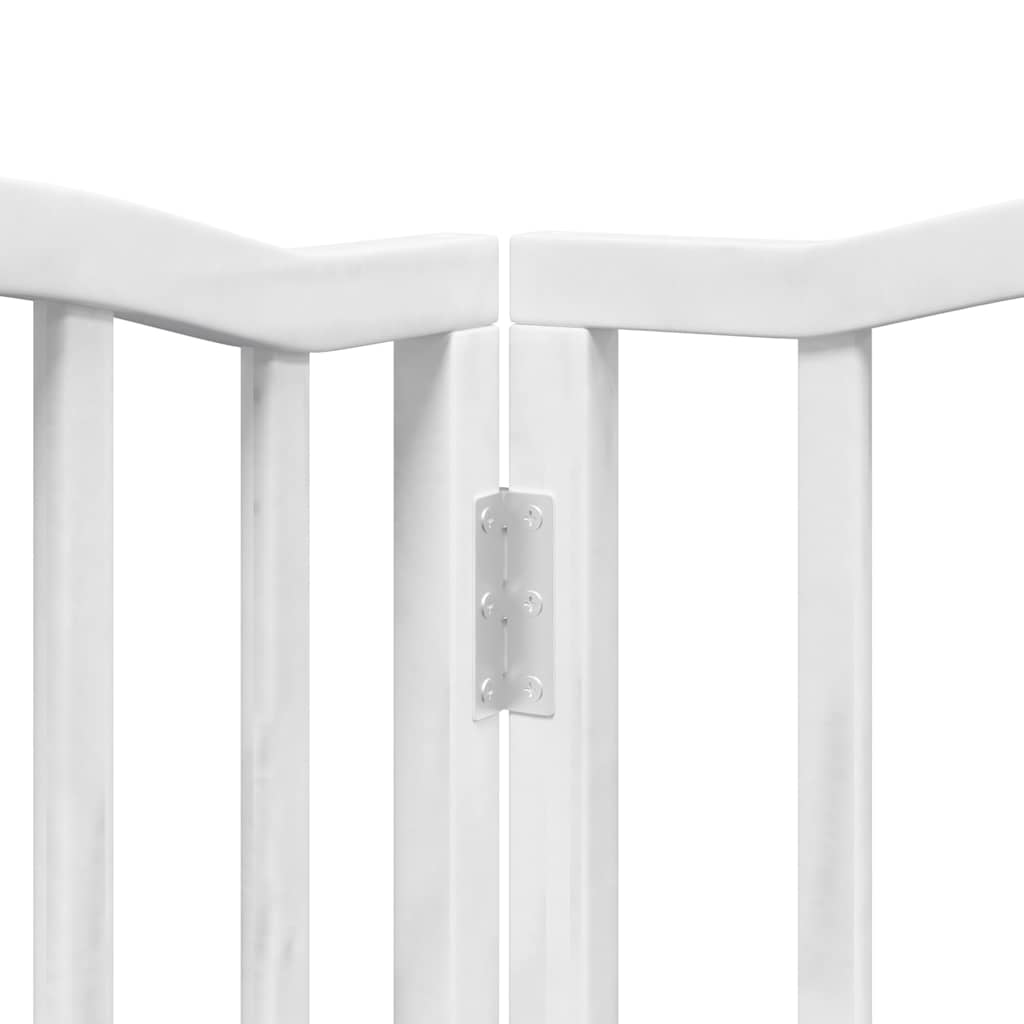 hundelåge med dør 9 paneler 450 cm foldbar poppeltræ hvid